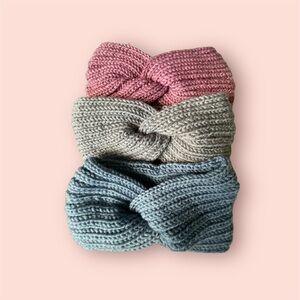 3 Winter Knit Front Twist Headbands